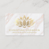 Lotus Faux Gold folie op roze marmeren huidverzorg Visitekaartje (Voorkant)