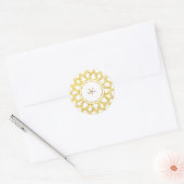Lotus Floral Elegant Gold Mandala Monogram Ronde Sticker (Envelop)