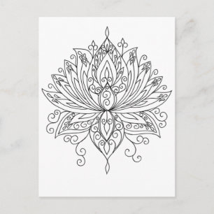 Lotus Floral Mandala Adult Coloring Briefkaart