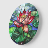 Lotus Floral Pond Glas in lood Grote Klok (Hoek)