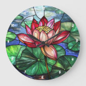 Lotus Floral Pond Glas in lood Grote Klok (Voorkant)