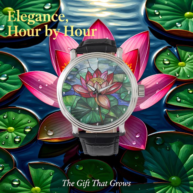 Lotus Floral Pond Stained Glass Horloge (Creator heeft geüpload)