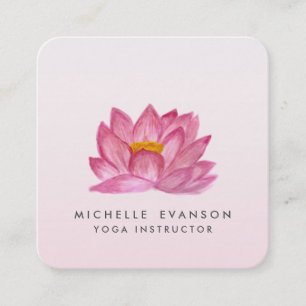 Lotus Floral Yoga Instructeur Elegant Blush Pink Vierkante Visitekaartje
