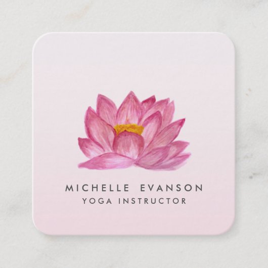Lotus Floral Yoga Instructeur Elegant Blush Pink Vierkante Visitekaartje (Voorkant)