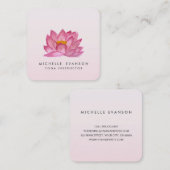 Lotus Floral Yoga Instructeur Elegant Blush Pink Vierkante Visitekaartje (Voorkant / Achterkant)