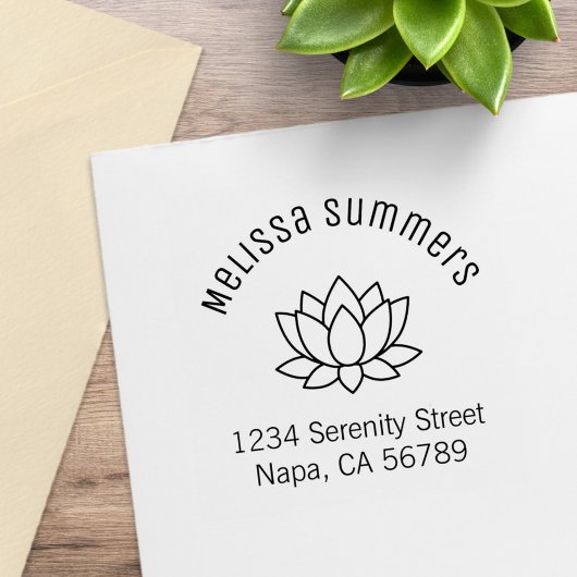 Lotus Flower Arched Address Rubberstempel