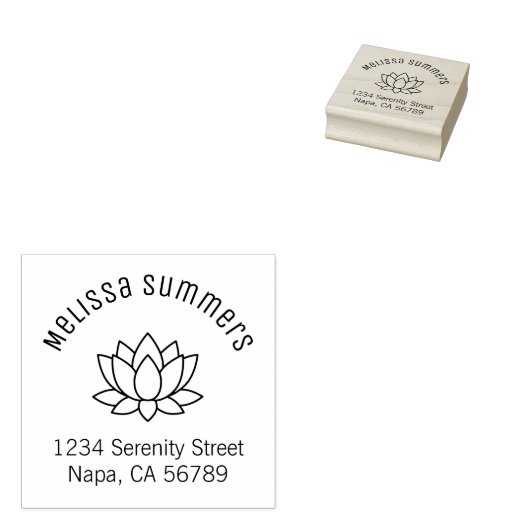 Lotus Flower Arched Address Rubberstempel (Gestempeld)