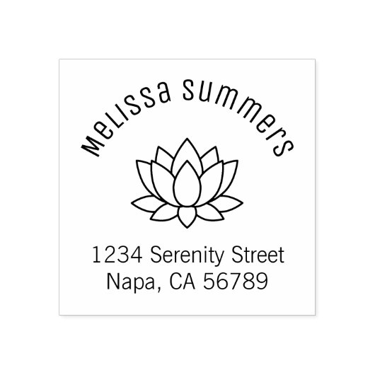Lotus Flower Arched Address Rubberstempel (Afrduk)