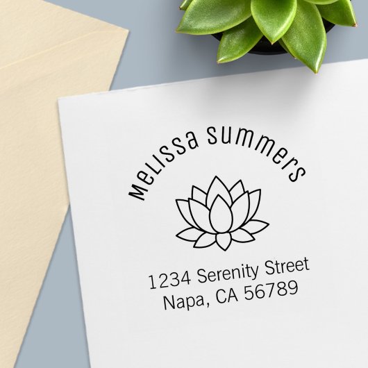 Lotus Flower Arched Address Zelfinktende Stempel