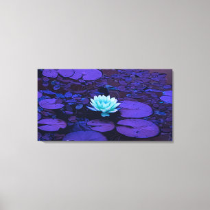 Lotus Flower Art Magical Colors Turquoise Paars Canvas Afdruk