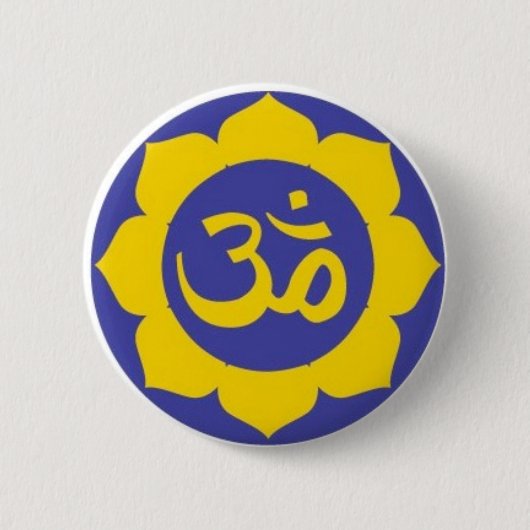 lotus flower - aum meditatie ronde button 5,7 cm (Voorkant)