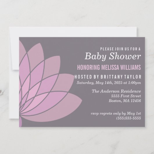 Lotus Flower Baby shower Invitation Kaart (Voorkant)