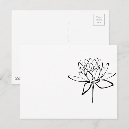 Lotus Flower Black en White Ink Drawing Art Briefkaart (Voorkant / Achterkant)