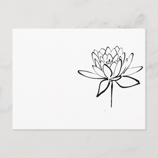 Lotus Flower Black en White Ink Drawing Art Briefkaart (Voorkant)
