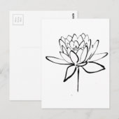 Lotus Flower Black en White Ink Drawing Art Briefkaart (Voorkant / Achterkant)