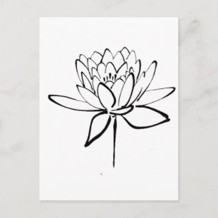 Lotus Flower Black en White Ink Drawing Art Briefkaart