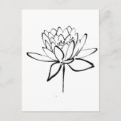 Lotus Flower Black en White Ink Drawing Art Briefkaart (Voorkant)