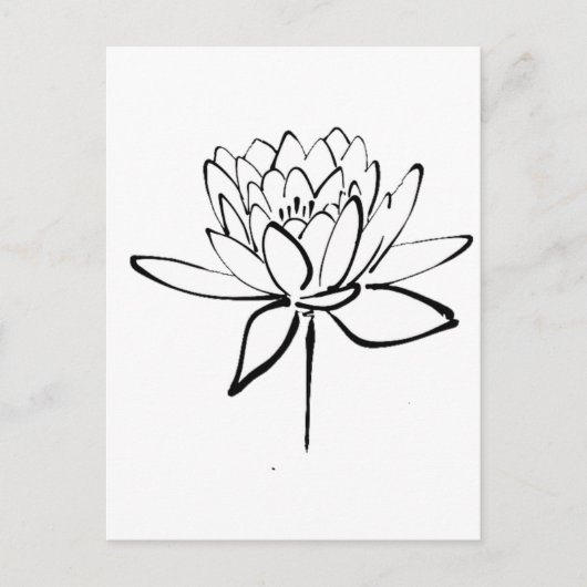 Lotus Flower Black en White Ink Drawing Art Briefkaart (Voorkant)