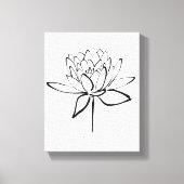 Lotus Flower Black en White Ink Drawing Art Canvas Afdruk (Voorkant)