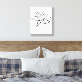 Lotus Flower Black en White Ink Drawing Art Canvas Afdruk (Insitu (Slaapkamer))