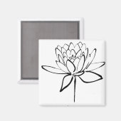 Lotus Flower Black en White Ink Drawing Art Magneet (Voorkant / Achterkant)