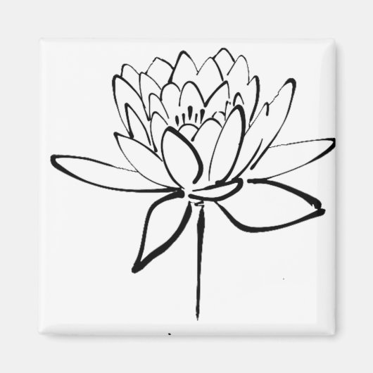 Lotus Flower Black en White Ink Drawing Art Magneet (Voorkant)