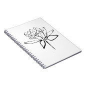 Lotus Flower Black en White Ink Drawing Art Notitieboek (Rechterzijde)