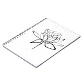Lotus Flower Black en White Ink Drawing Art Notitieboek (Linkerzijde)