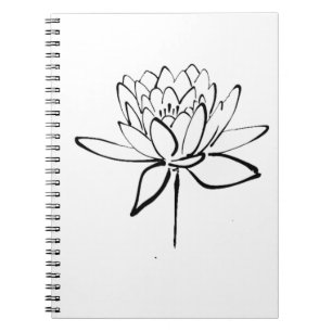 Lotus Flower Black en White Ink Drawing Art Notitieboek