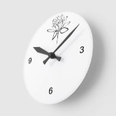 Lotus Flower Black en White Ink Drawing Art Ronde Klok (Hoek)