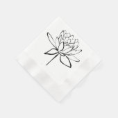 Lotus Flower Black en White Ink Drawing Art Servet (Hoek)