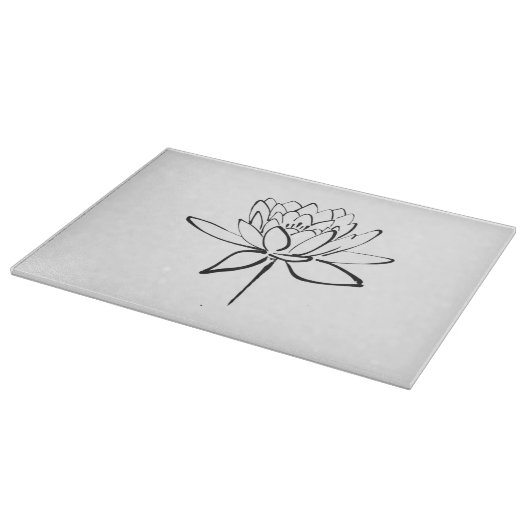 Lotus Flower Black en White Ink Drawing Art Snijplank (Hoek)