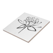 Lotus Flower Black en White Ink Drawing Art Tegeltje (Zijkant)
