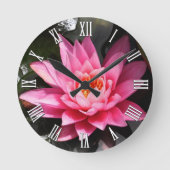 Lotus Flower Blossom, Meditation, Floral Clock Ronde Klok (Voorkant)