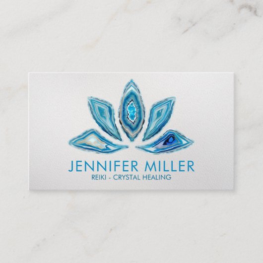 Lotus Flower - Blue Agaat Geode Waterverf Visitekaartje (Voorkant)