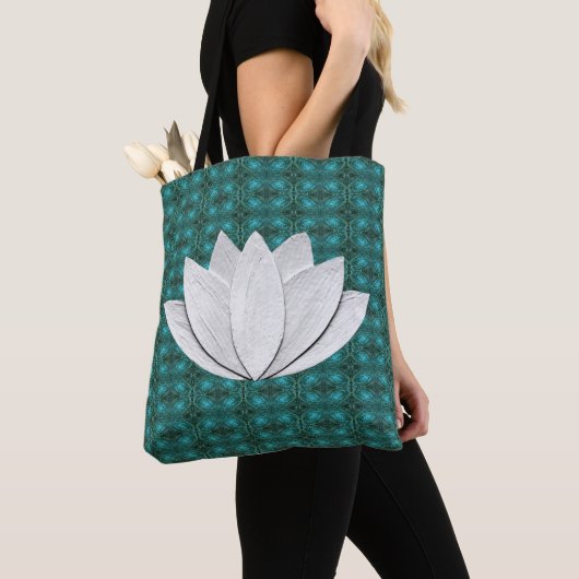Lotus Flower Blue Green Galaxy Canvas tas (Dichtbij)