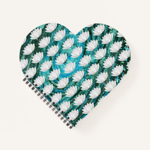 Lotus Flower Blue Green Galaxy Heart-laptop Notitieboek