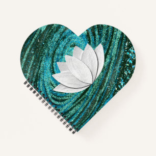 Lotus Flower Blue Green Galaxy Heart Notitieboek