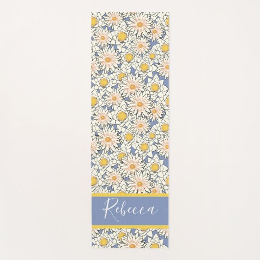 Lotus Flower Blue Monogram Name Yoga Mats Yogamat