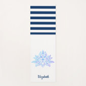 Lotus Flower Blue White Striped Yogamat (Voorkant)