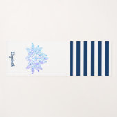 Lotus Flower Blue White Striped Yogamat (Voorkant (horizontaal))