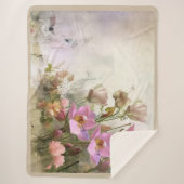 Lotus Flower Botanische Waterverf Sherpa Deken (Voorkant)