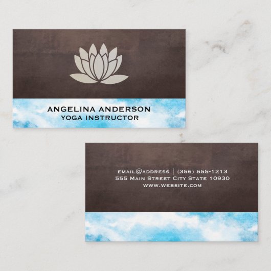 Lotus Flower | Bruine textuur | Wolken in het luch Visitekaartje (Voorkant / Achterkant)