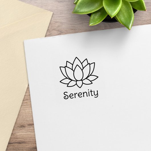 Lotus Flower Custom Text 1x1 Rubberstempel