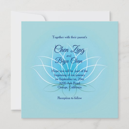Lotus Flower Custom Wedding Invitation Kaart (Voorkant)