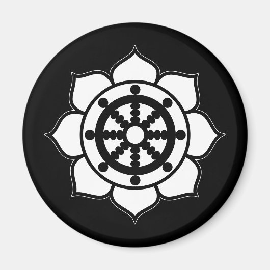 Lotus Flower Dharma Wheel Magneet (Voorkant)