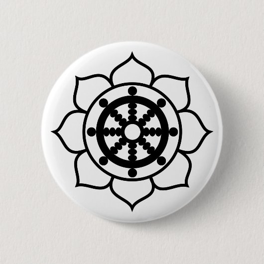 Lotus Flower Dharma Wheel Ronde Button 5,7 Cm (Voorkant)