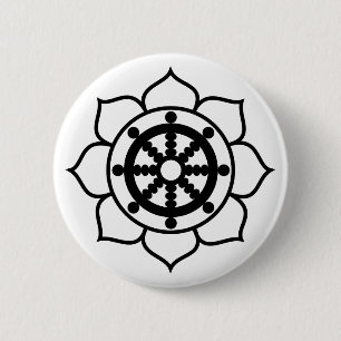 Lotus Flower Dharma Wheel Ronde Button 5,7 Cm