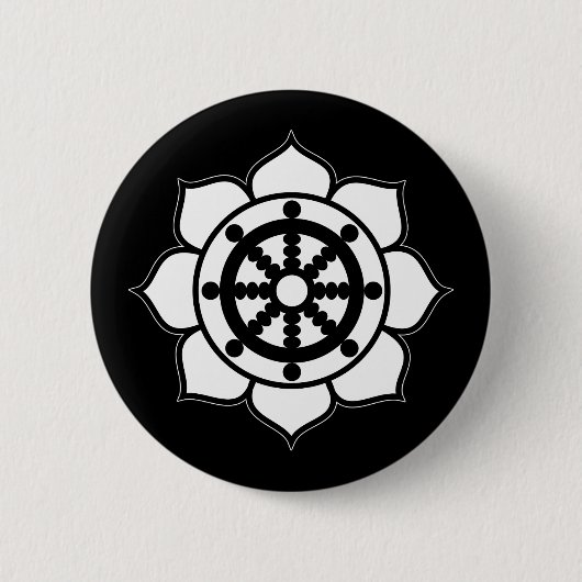 Lotus Flower Dharma Wheel Ronde Button 5,7 Cm (Voorkant)