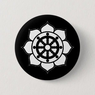 Lotus Flower Dharma Wheel Ronde Button 5,7 Cm